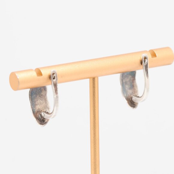 Vintage Sterling Silver Design Latch Back Earrings - Picture 2 of 5